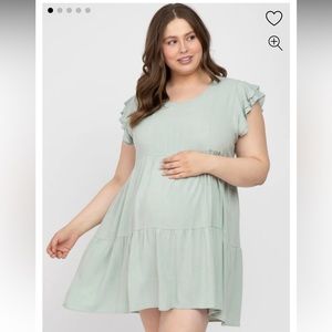PinkBlush Mint Green Tiered Linen Maternity Dress 2x
